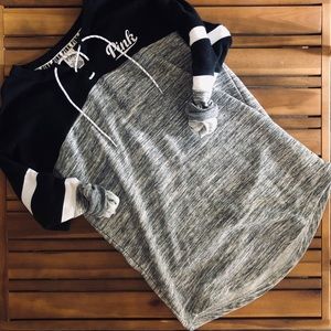 Pink lace up v neck sweatshirt